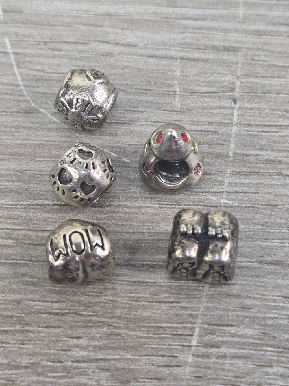 Authentic Retired Chamilia Sterling Silver Charms Lot Of 7 Stamped 925
